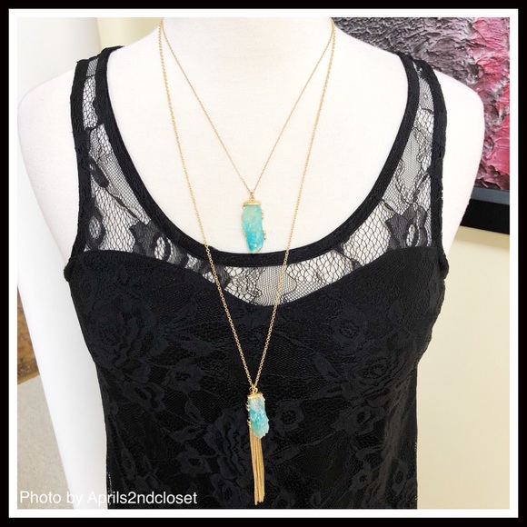 BANSRI AGATE STONE TASSEL NECKLACE EARRINGS SET - Picture 3 of 8